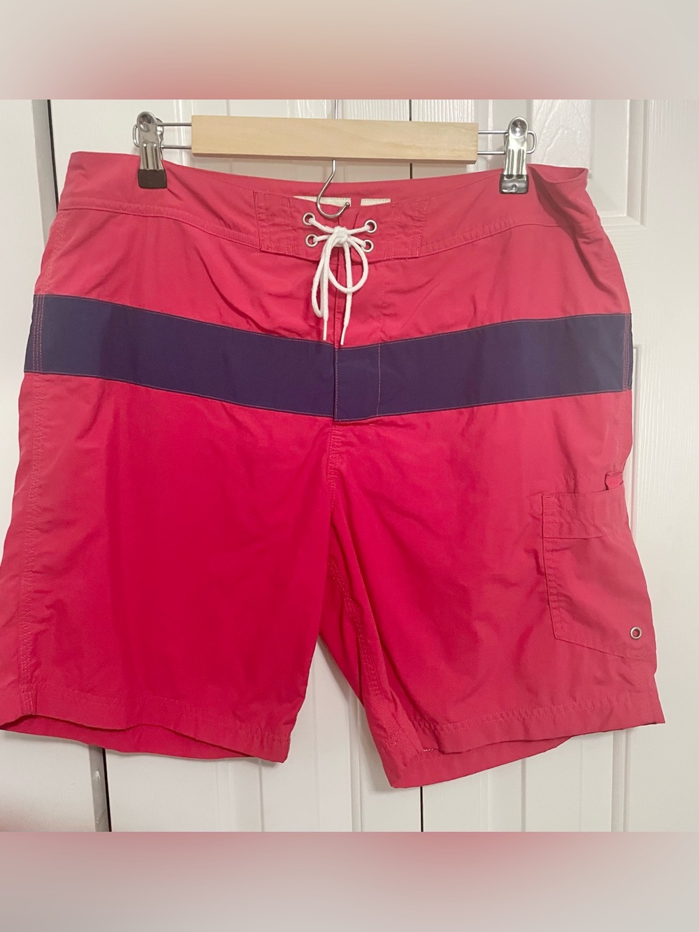 J. Crew Red Swim Shorts with Navy Band